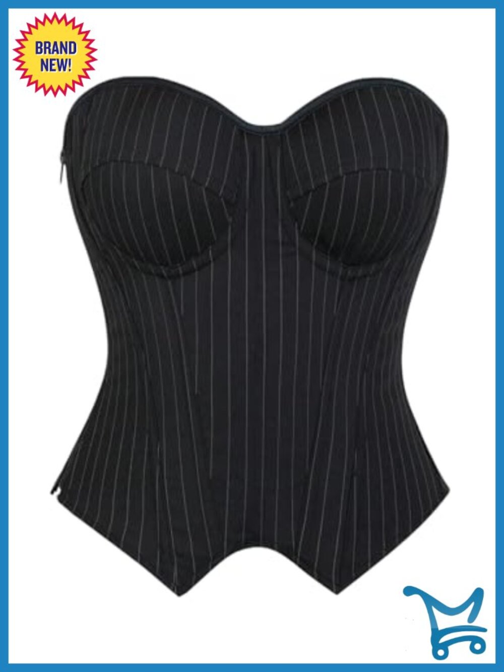 Lace Up Corset Striped Zipper Bustier Going Out Top